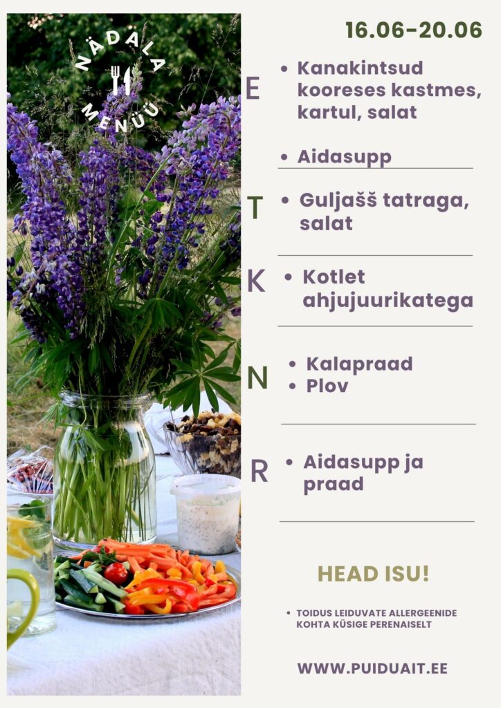 Puiduaida menüü